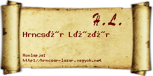 Hrncsár Lázár névjegykártya